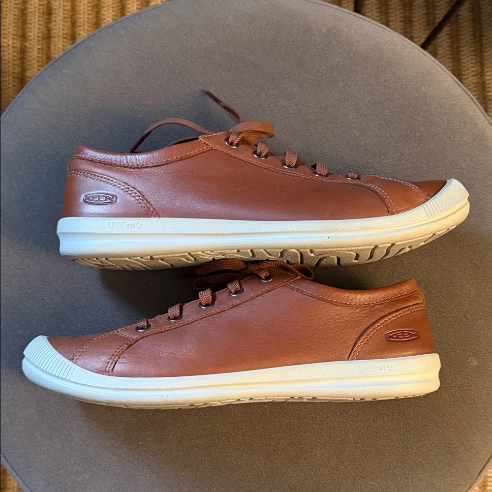 Keen Lorelai Cognac Brown Leather Casual Lace-Up Womens 9 Sneakers Outdoors - Picture 7 of 9